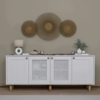 Konsolë Skye Decor, stil bohemian, e bardhë, 180x75x40cm