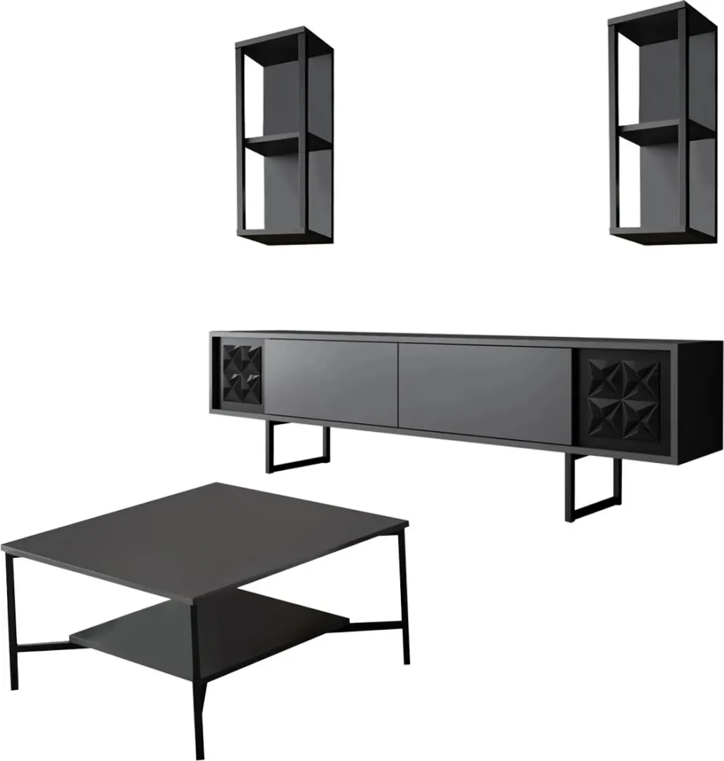 Set mobiljesh për dhomë dite Skye Decor, linjë e zezë, anthracite, e zezë - 13