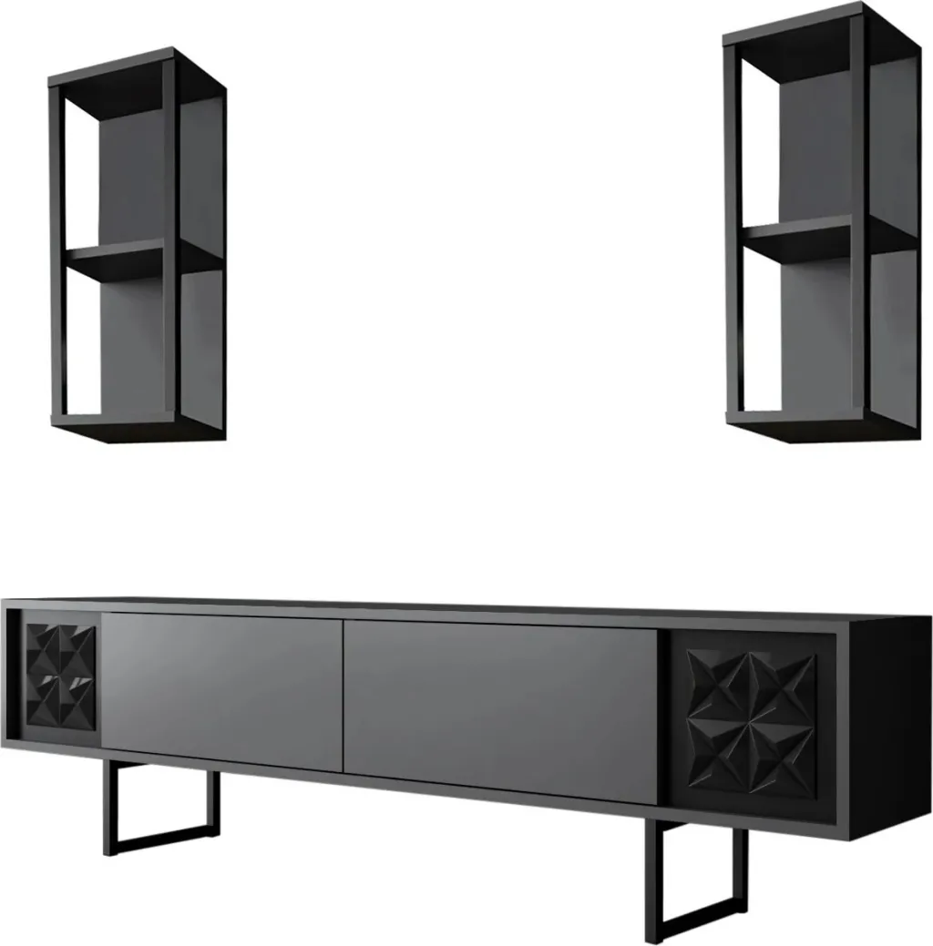 Set mobiljesh për dhomë dite Skye Decor, linjë e zezë, anthracite, e zezë - 6