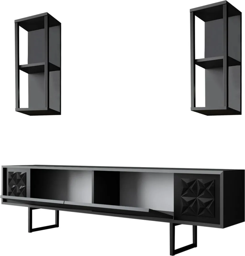 Set mobiljesh për dhomë dite Skye Decor, linjë e zezë, anthracite, e zezë - 8