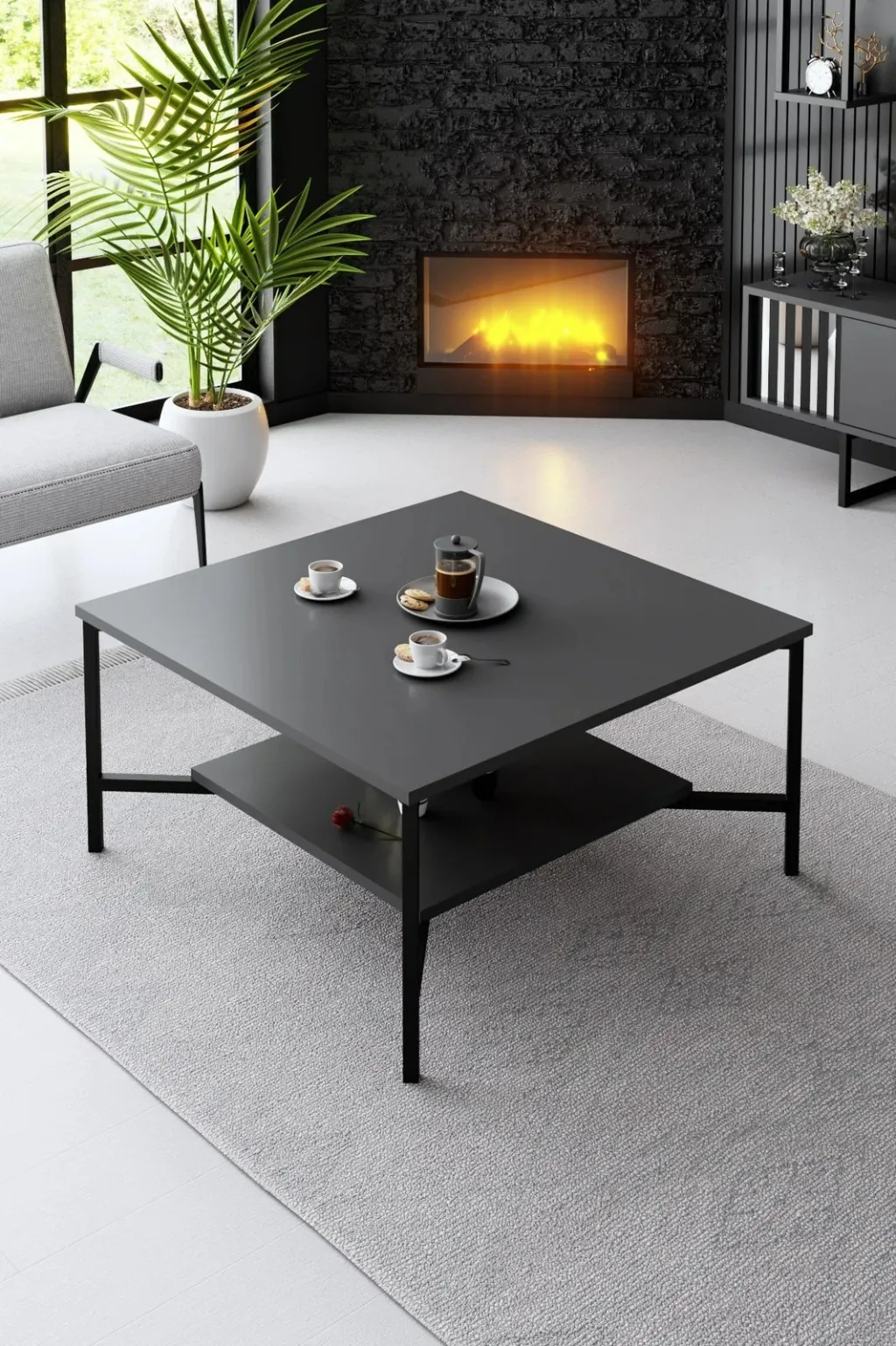Set mobiljesh për dhomë dite Skye Decor, linjë e zezë, anthracite, e zezë - 10