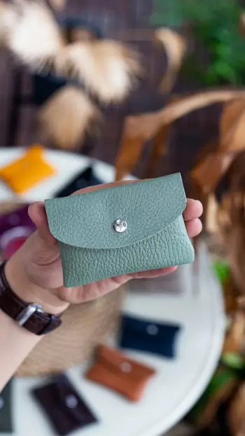 Mbajtës kartelash, lëkurë origjinale, ngjyrë jeshile deti, Zoozie Bags, Murcia