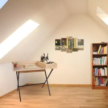 Tavolinë pune për studim, ngjyrë lisi dhe e zezë, Skye Decor, Roma