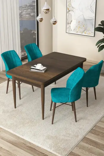 Tavolinë me karrige, 5 copë, Skye Decor, Baroque, ngjyrë turquoise