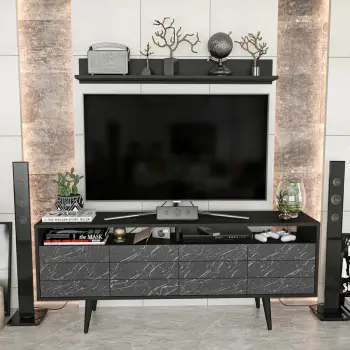 Komodë TV Skye Decor, Ola, e zezë