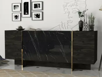 Konsolë moderne, ngjyrë e zezë dhe ari, Skye Decor, Veyron
