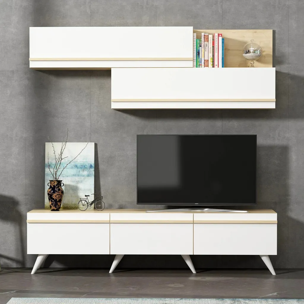 Komodë TV Skye Decor, Amsterdam - ngjyrë safir, e bardhë - 1