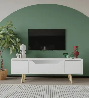 Komodë TV Skye Decor, Roma 150, e bardhë