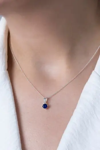 Qafore argjendi Elika Silver, ngjyrë blu e errët, ELKMD50602