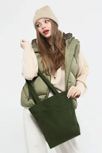 Çantë tote Zoozie Bags, ngjyrë e gjelbër e errët, 2115