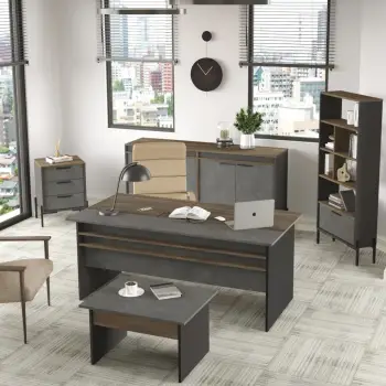 Set mobiljesh për zyre Skye Decor, VS9-CGA, ngjyrë argjendi dhe antracit