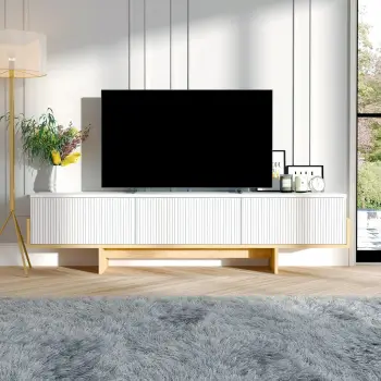 Komodë TV Skye Decor, e bardhë, lisi Sapphire