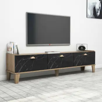 Komodë TV Skye Decor, ngjyrë lis dhe mermer, Sumer E3630