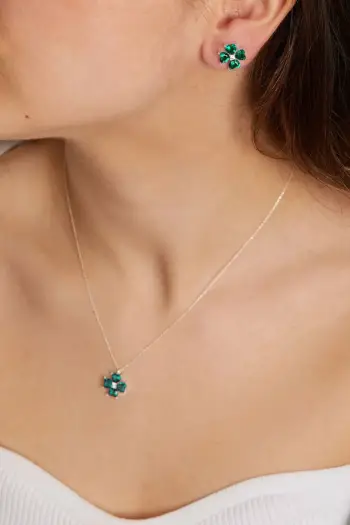 Set varëse dhe vathë argjendi, ngjyrë e gjelbër, ELKAB92213