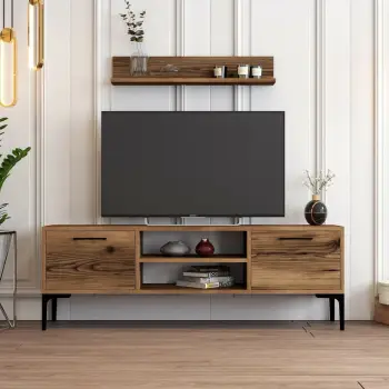 Komodë TV Skye Decor, ngjyrë arre, me raft muri
