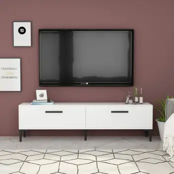 Komodë TV Skye Decor, e bardhë, Inel