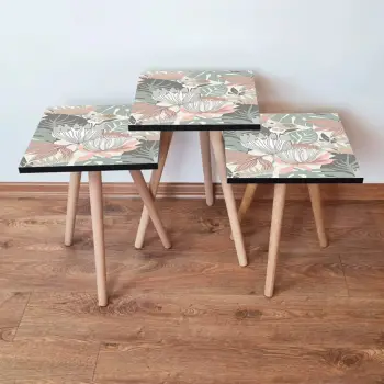 Set tavolinash ndihmëse të vendosshme, Skye Decor, 3Shp212, shumëngjyrëshe (3 copë)