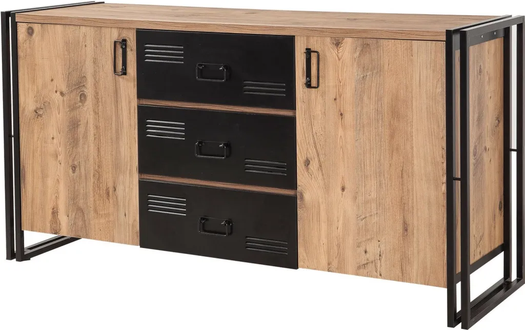 Konsol industrial Skye Decor, ngjyrë Atlantic Pine dhe e zezë, Cosmo Rio - 4