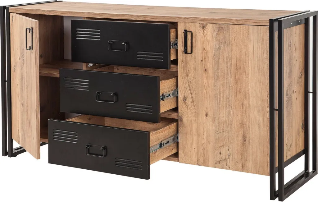 Konsol industrial Skye Decor, ngjyrë Atlantic Pine dhe e zezë, Cosmo Rio - 5