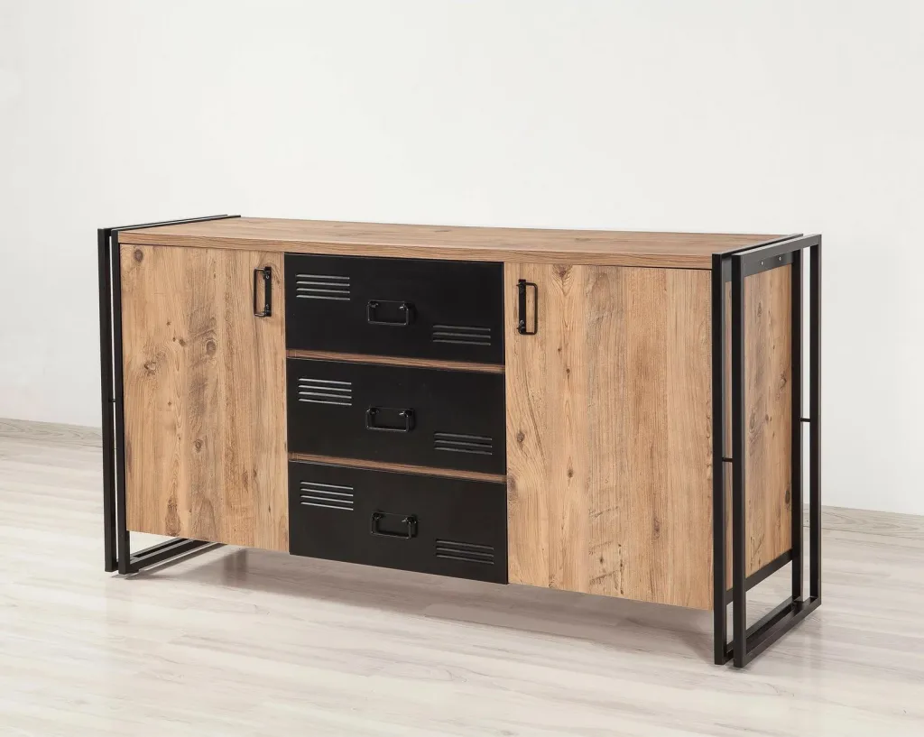 Konsol industrial Skye Decor, ngjyrë Atlantic Pine dhe e zezë, Cosmo Rio - 6