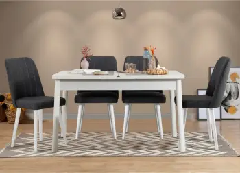 Tavolinë me karrige, zgjatshme, Skye Decor, ngjyrë e bardhë dhe antracit, 5 copë, Santiago V2
