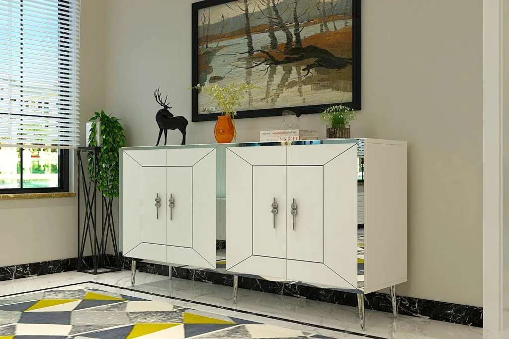 Konsol Skye Decor, Arno KB150, e bardhë, argjend - 2
