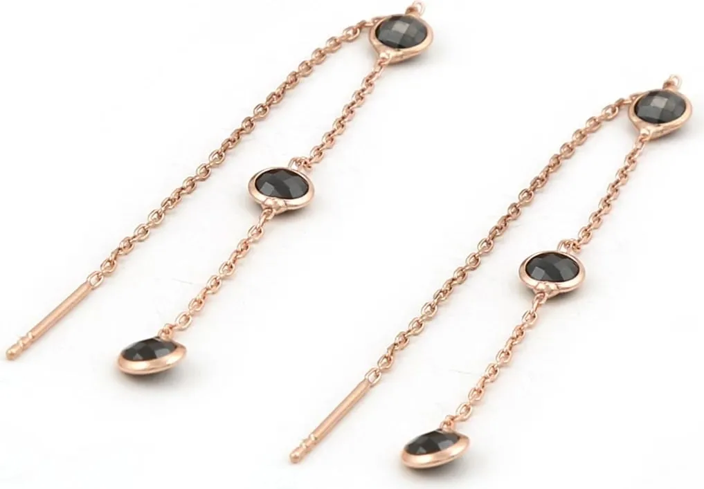 Vathë argjendi Jumeon, rozë gold dhe të zeza, 9860SİYAH - 3