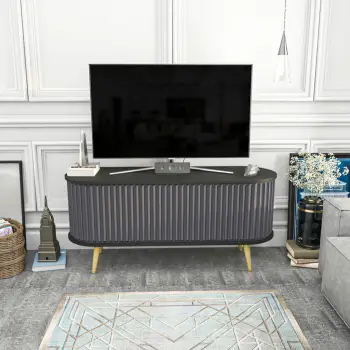 Komodë TV Skye Decor, e madhe, ngjyrë e zezë dhe antracit