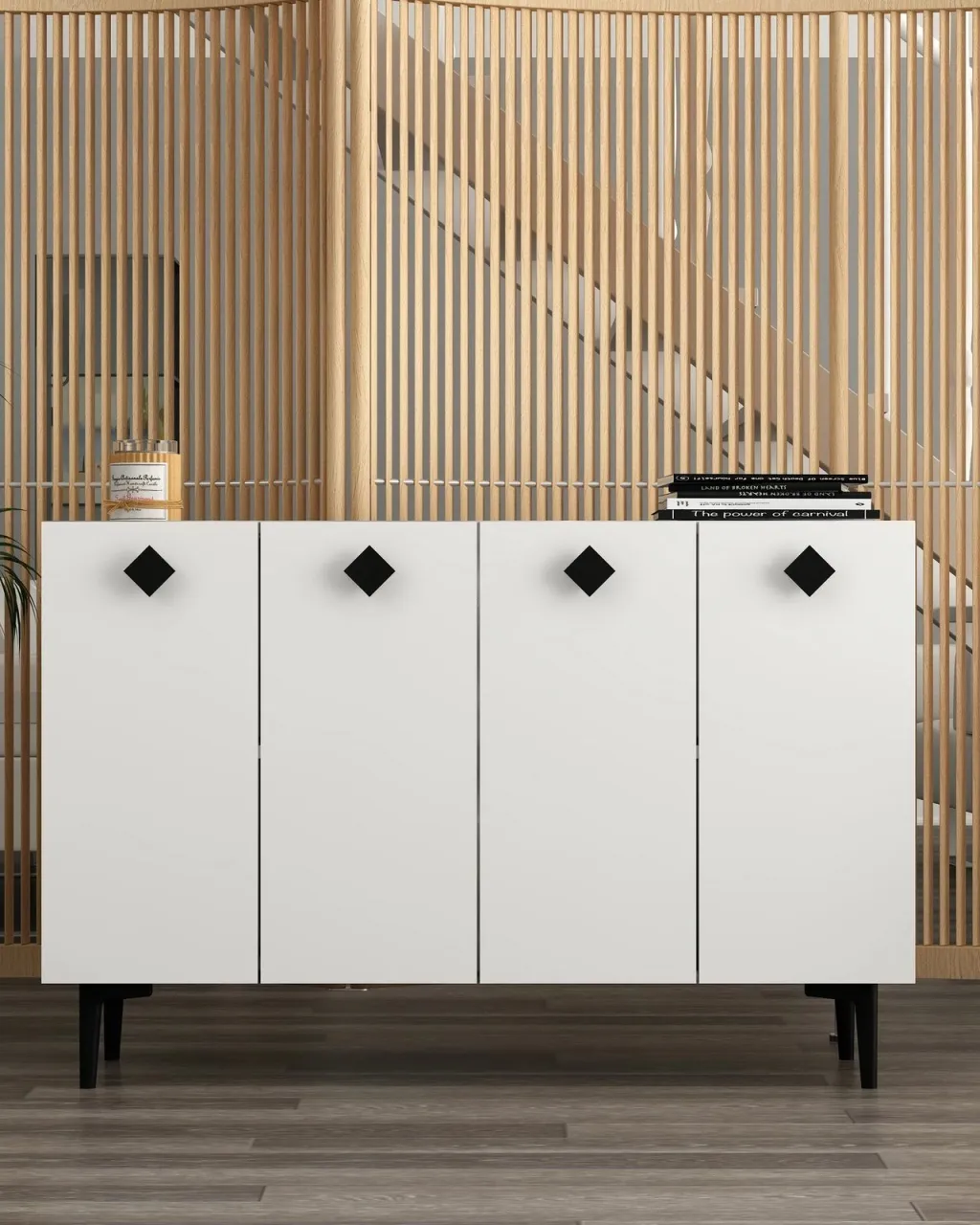 Konsol Skye Decor, e bardhë, e zezë - 1