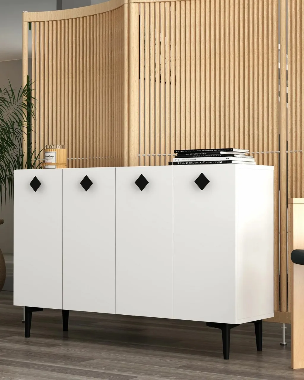 Konsol Skye Decor, e bardhë, e zezë - 2