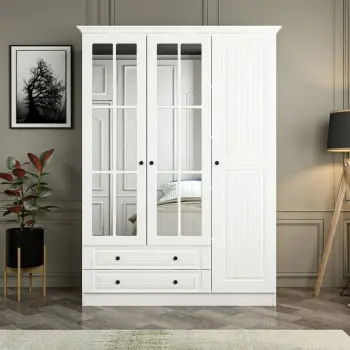 Dollap Skye Decor, Kale 3 mebran kapak, 190, i bardhë