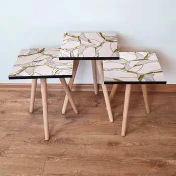 Set tavolinash të vendosshme (3 copë), Skye Decor, 3Shp107, rozë e çelët