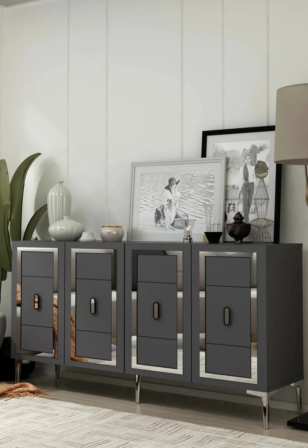 Konsolë Skye Decor, Orion, anthracite, argjend - 2