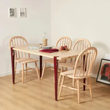 Tavolinë ngrënieje Skye Decor, ngjyrë druri-burgundy, Pineios
