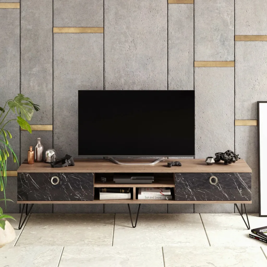 Komodë TV Skye Decor, Lorenz, ngjyrë arre dhe e zezë - 2