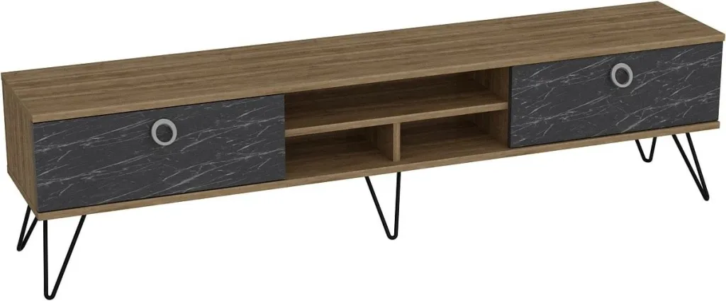 Komodë TV Skye Decor, Lorenz, ngjyrë arre dhe e zezë - 3
