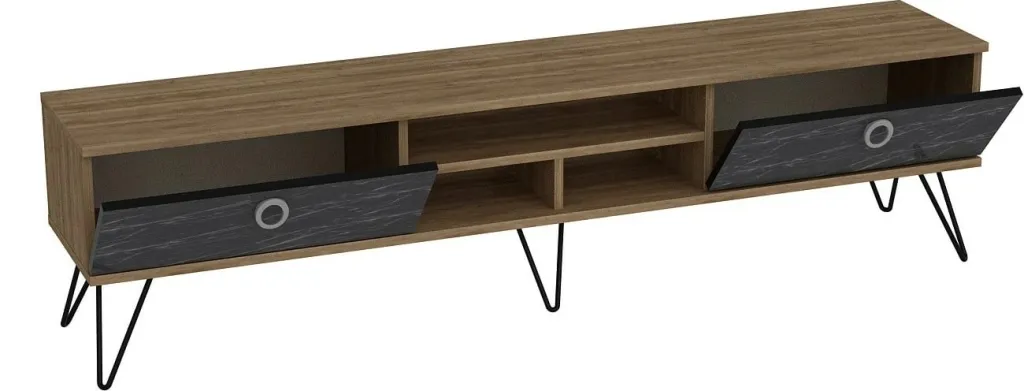 Komodë TV Skye Decor, Lorenz, ngjyrë arre dhe e zezë - 4