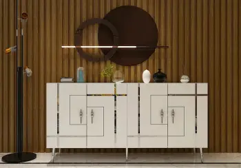 Konsol Skye Decor, Line KB150, e bardhë, argjend