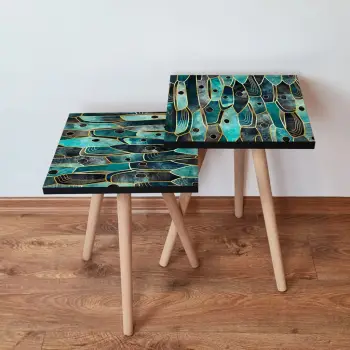 Set tavolinash ndihmëse, 2 copë, Skye Decor, ngjyrë e gjelbër, 2Shp387