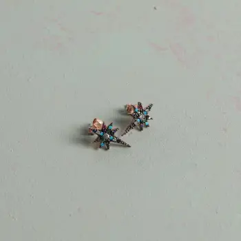 Vathë argjendi, ngjyrë rozë ari e zezë, Jumeon, 16x10mm