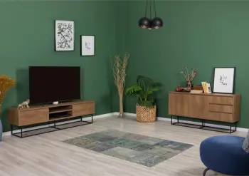 Set mobiljesh për dhomë dite Skye Decor, Laxus Takım 7, ngjyrë arrë dhe e zezë