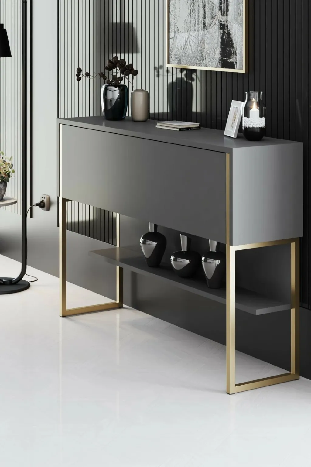 Komodë Skye Decor, ngjyrë ari dhe antracit, Luxe - 2