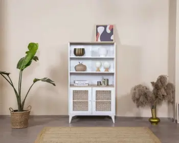 Raft librash Skye Decor, ngjyrë e bardhë dhe lis