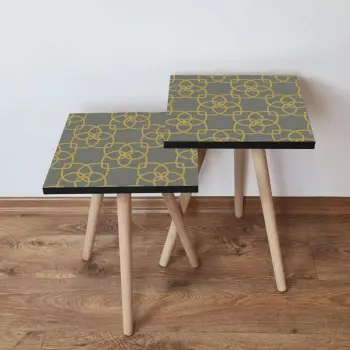 Tavolina ndihmëse të vendosshme, 2 copë, ngjyrë gri dhe ari, Skye Decor, 2Shp135