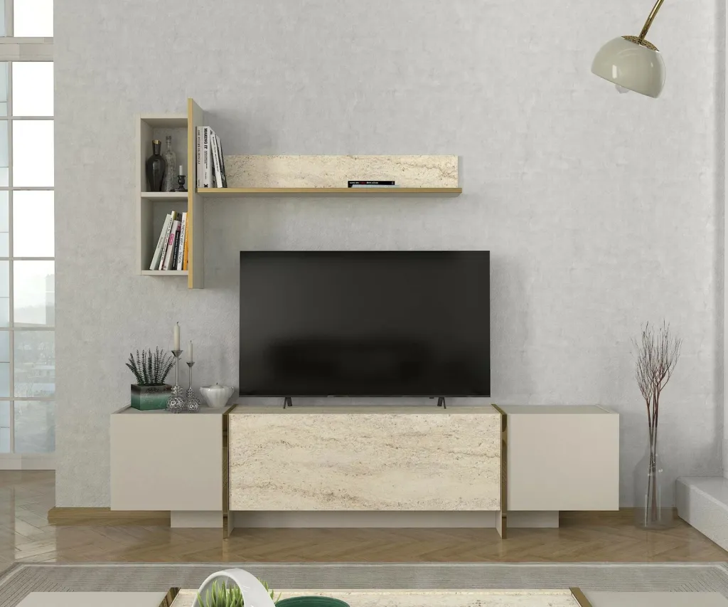 Njësi TV Skye Decor, ngjyrë travertin-sandstone, Veyron - 1