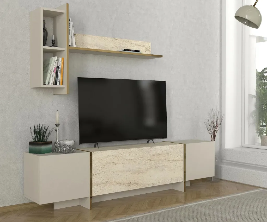 Njësi TV Skye Decor, ngjyrë travertin-sandstone, Veyron - 2