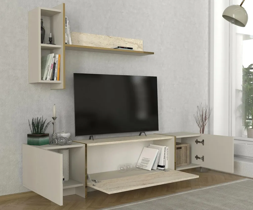 Njësi TV Skye Decor, ngjyrë travertin-sandstone, Veyron - 3