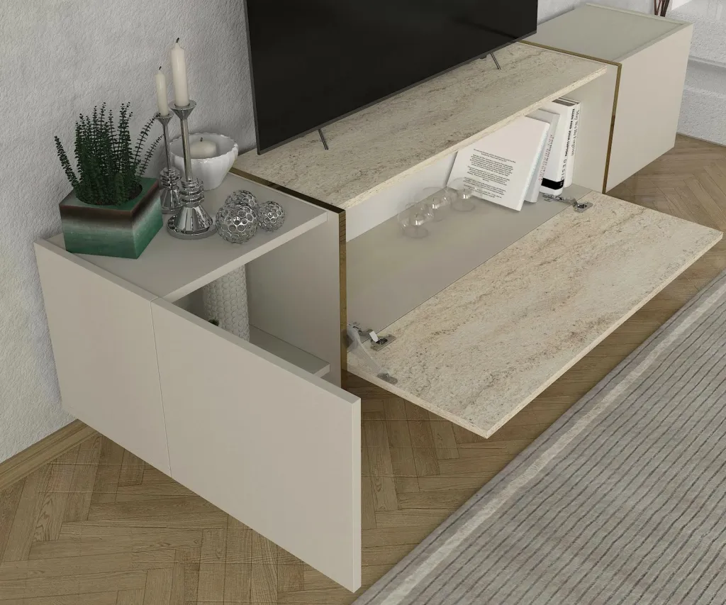 Njësi TV Skye Decor, ngjyrë travertin-sandstone, Veyron - 4