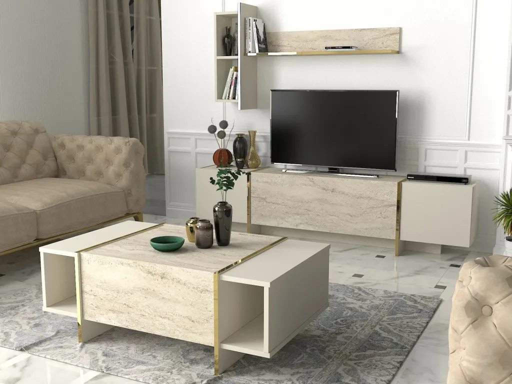Njësi TV Skye Decor, ngjyrë travertin-sandstone, Veyron - 6