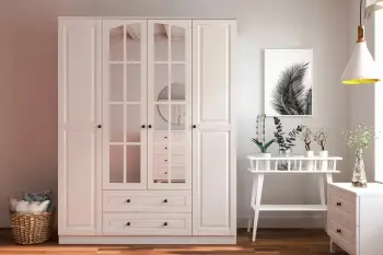 Dollap rrobash, ngjyrë e bardhë mat, Skye Decor, RB-012, 140x180x52 cm